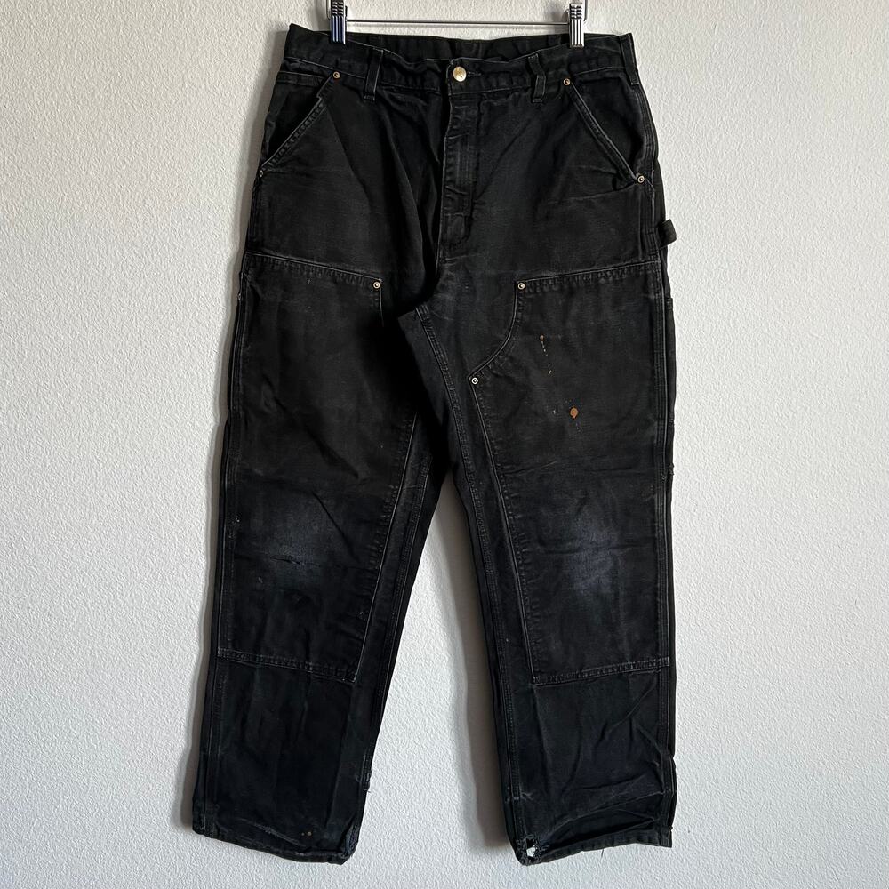Carhartt B01 BLK faded black double knee work wear carpenter pants